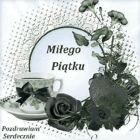 Kawa w pięknej filiżance pozdrawiam w piątek